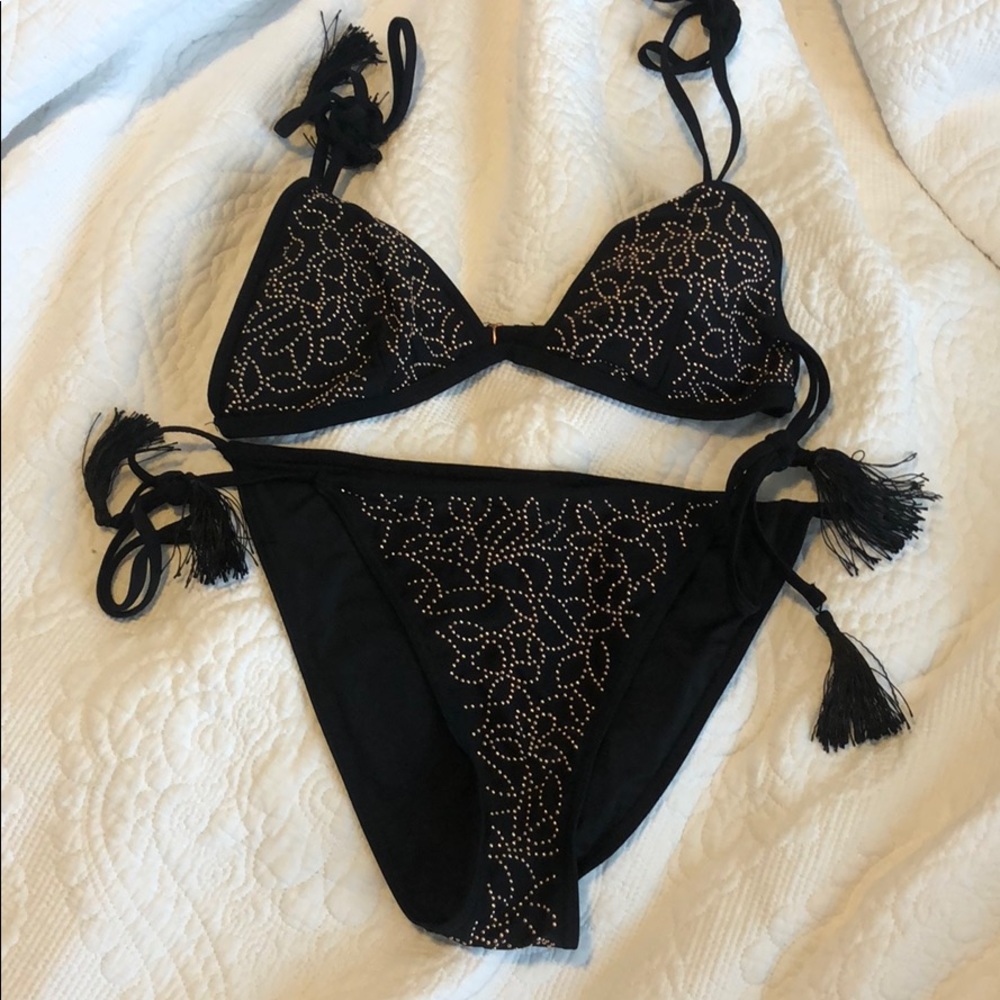 Rose Gold Studded Tassel Bikini